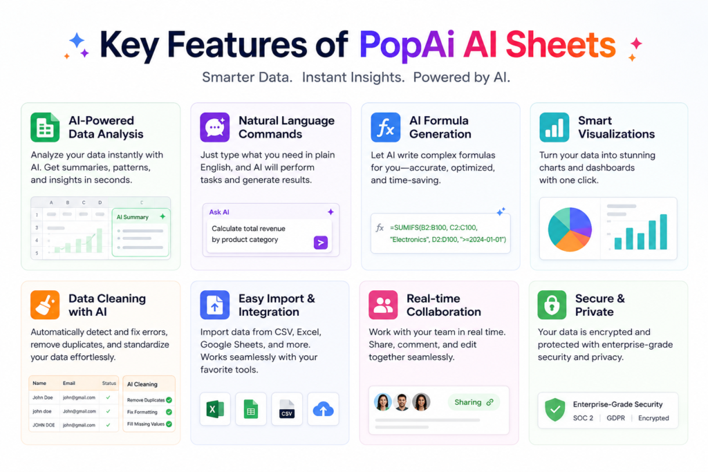 Key Features of PopAi AI Sheets
