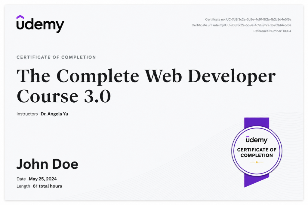 Give me image Certificates Udemy